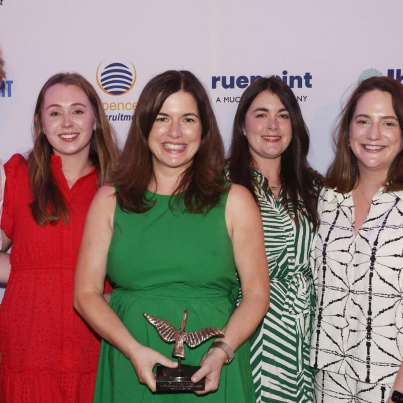 Springboard Communications named PRCA Agency of the Year for the second time. Pictured at the awards (l-r): Anthony Malone, Chloe Kavanagh, Susie Horgan, Ciara Flaherty, Sarah Horgan, and Maria Tracey.
