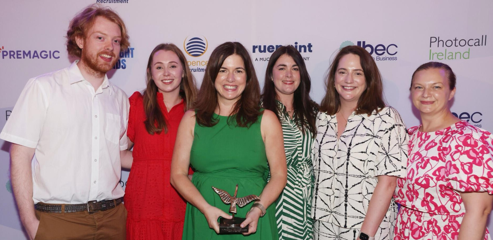 Springboard Communications named PRCA Agency of the Year for the second time. Pictured at the awards (l-r): Anthony Malone, Chloe Kavanagh, Susie Horgan, Ciara Flaherty, Sarah Horgan, and Maria Tracey.